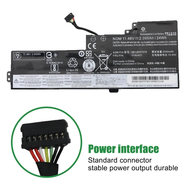 Alt view image 3 of 6 - 01AV421 SB10K97578 Laptop Battery Replacement for Lenovo ThinkPad T470 T480 A475 A485 TP25 Series Notebook 01AV419 01AV420 01AV489 SB10K97576 SB10K97577 11.46V 24Wh 2095mAh
