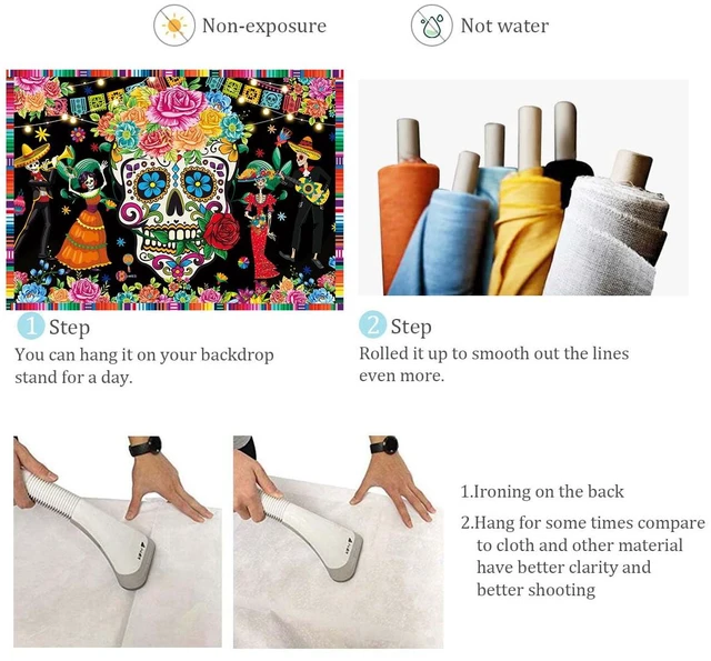 Alt view image 7 of 7 - Day of The Dead Backdrop 8x6FT Sugar Skull Flowers Dia DE Los Muertos Photography Background Mexican Fiesta Themed Baby Shower Birthday Party Decoration Supplies Photo Props