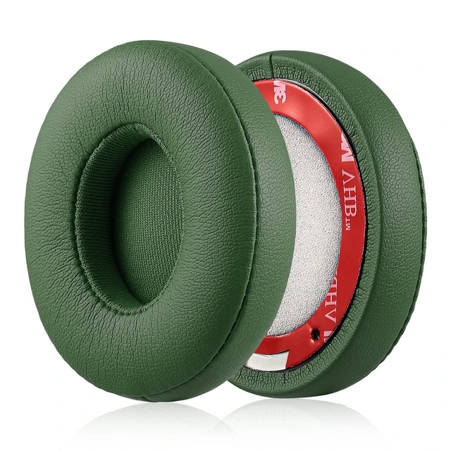 Alt view image 6 of 7 - Solo 2/3 Wireless Earpads - Replacement Ear Cushion Pads with Protein Leather and Memory Foam for Beats Solo 2.0/3.0 Wireless On Ear Headphones ONLY (Turf Green)