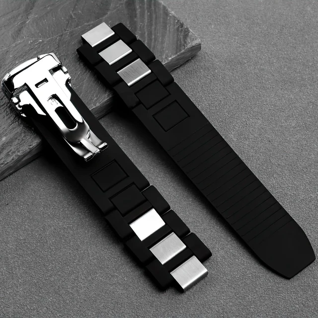 Alt view image 4 of 5 - Rubber Strap Band Replacement For Cartier Must 21 Chronoscaph