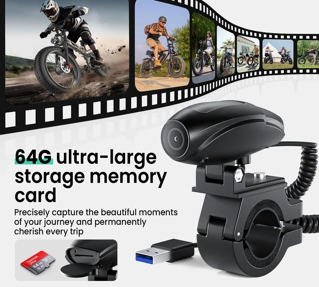 Alt view image 4 of 7 - L8 Motorcycle Camera,Helmet Camera HD 1080PP with Single Lens,IP65 Waterproof,Parking Mode,Motorcycle Dash Cam with 64GB SD CardDriving Recorder Suitable for Motorcycles/Tricycles/Ebike