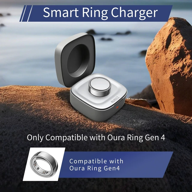 Alt view image 3 of 7 - Smart Ring Charger Case Only Compatible with Oura Gen 4 - Charging Box with Indicator Light - Portable for Ring Storage, Travel, Prevent Scratches (size 12)