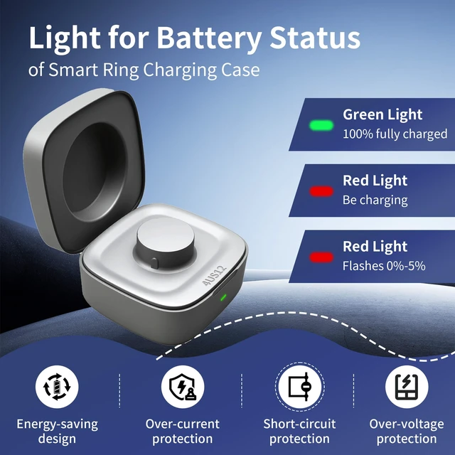 Alt view image 4 of 7 - Smart Ring Charger Case Only Compatible with Oura Gen 4 - Charging Box with Indicator Light - Portable for Ring Storage, Travel, Prevent Scratches (size 12)