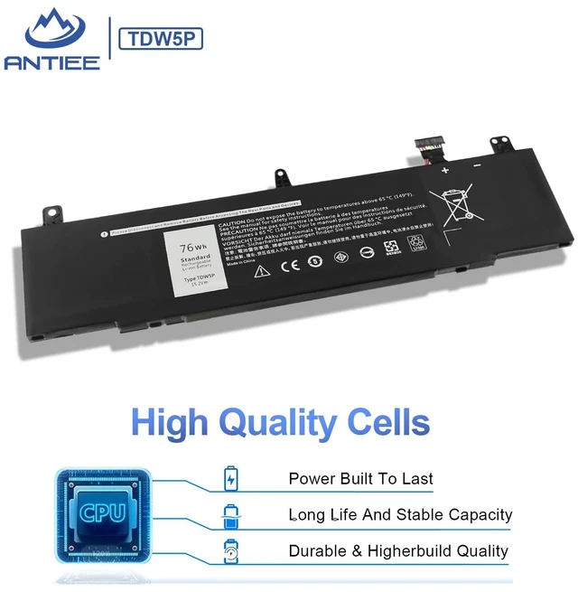 Alt view image 4 of 7 - TDW5P Laptop Battery for Dell Alienware 13 R3 ALW13C D1738 D2718 D2728 D2738 D2838 D2508 D2503S D2506S D2715S Series Black V9XD7 0V9XD7 4RRR3 04RRR3 JFWX7 0JFWX7 P81G P81G001 15.2V