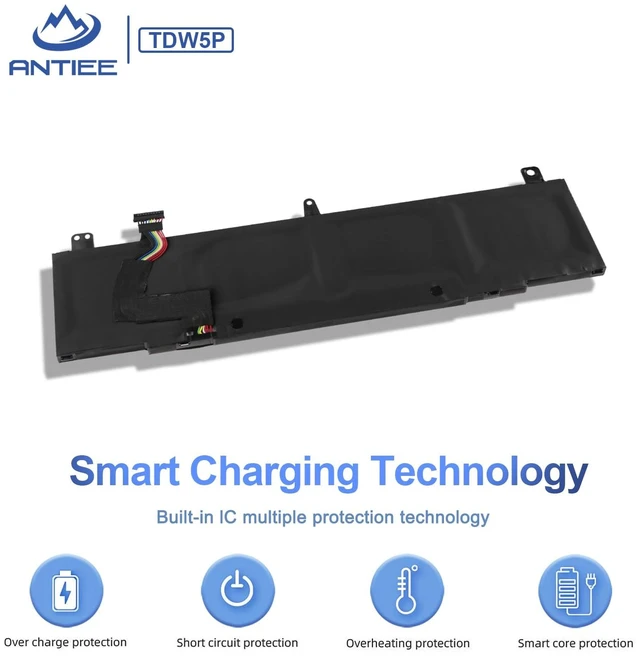 Alt view image 5 of 7 - TDW5P Laptop Battery for Dell Alienware 13 R3 ALW13C D1738 D2718 D2728 D2738 D2838 D2508 D2503S D2506S D2715S Series Black V9XD7 0V9XD7 4RRR3 04RRR3 JFWX7 0JFWX7 P81G P81G001 15.2V