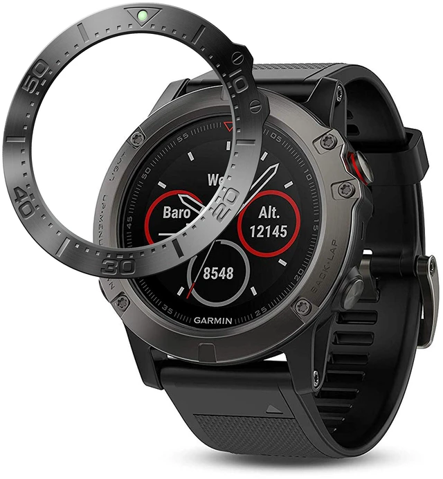 Main image of Stainless Steel Bezel Ring Compatiable with Garmin Fenix 5X Watch Bezel Ring Adhesive Cover Anti Scratch & Collision Protector for Garmin Watch Accessory (Black - Not Fit Fenix 5 / 5X Plus)