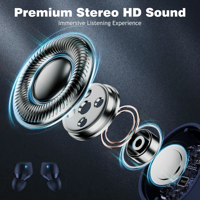 Alt view image 5 of 7 - 5.2 Bluetooth Headphones for Apple Android Wireless Earbuds with Case Small Ear Buds True Earphones with Mic for Samsung S26 S25 S24 S23 for iPhone Duo 18 17 17e 16 16e 15 Pro Max 14 Plus 13 12