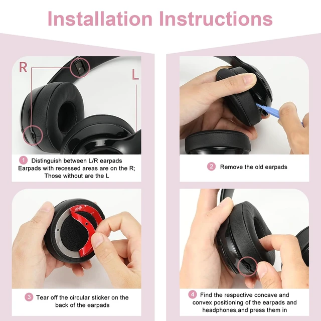 Alt view image 7 of 7 - Solo 4 Ear PadsReplacement earpads Cushions Compatible with Beats Solo 4 On-Ear Headphones (Cloud Pink)