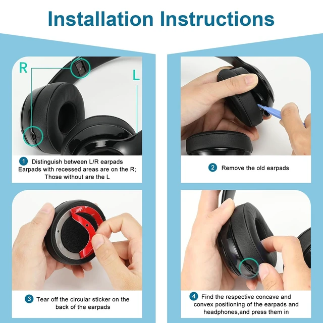 Alt view image 7 of 7 - Solo 4 Ear PadsReplacement earpads Cushions Compatible with Beats Solo 4 On-Ear Headphones (Blue)