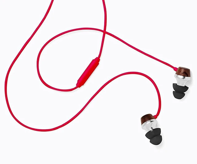 Main image of ALN Premium Genuine Wood in-Ear Noise-isolating Headphones, Earbuds, Earphones with Mic (Red)