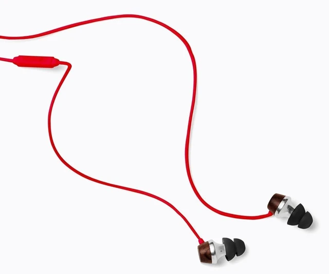 Alt view image 3 of 6 - ALN Premium Genuine Wood in-Ear Noise-isolating Headphones, Earbuds, Earphones with Mic (Red)