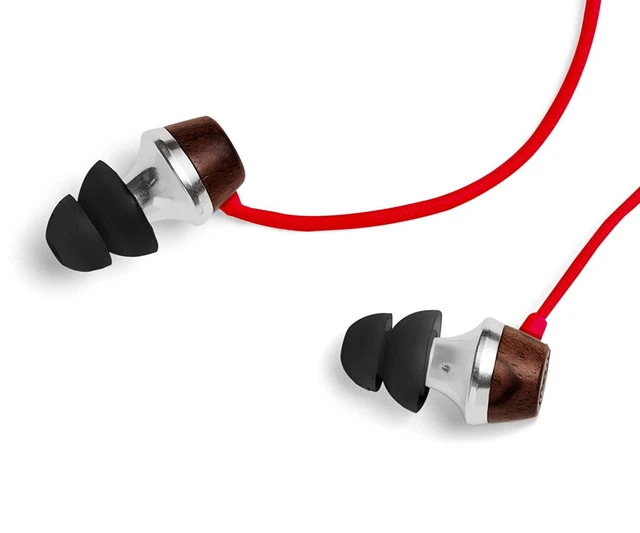 Alt view image 4 of 6 - ALN Premium Genuine Wood in-Ear Noise-isolating Headphones, Earbuds, Earphones with Mic (Red)