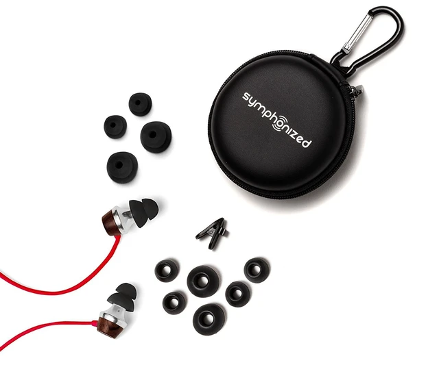 Alt view image 6 of 6 - ALN Premium Genuine Wood in-Ear Noise-isolating Headphones, Earbuds, Earphones with Mic (Red)