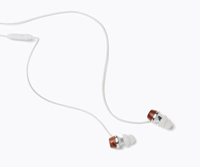 Main image of ALN Premium Genuine Wood in-Ear Noise-isolating Headphones, Earbuds, Earphones with Mic (White)