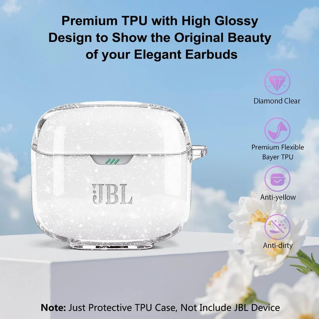 Alt view image 3 of 7 - for JBL Tune Flex Case Clear Glitter,Cute Sparkle for JBL Earbuds Soft TPU Cover Bling for JBL Tune Flex Case Cover 2024 JBL Accessories with Carabiner&Cleaning Pen Women Girls-Glitter