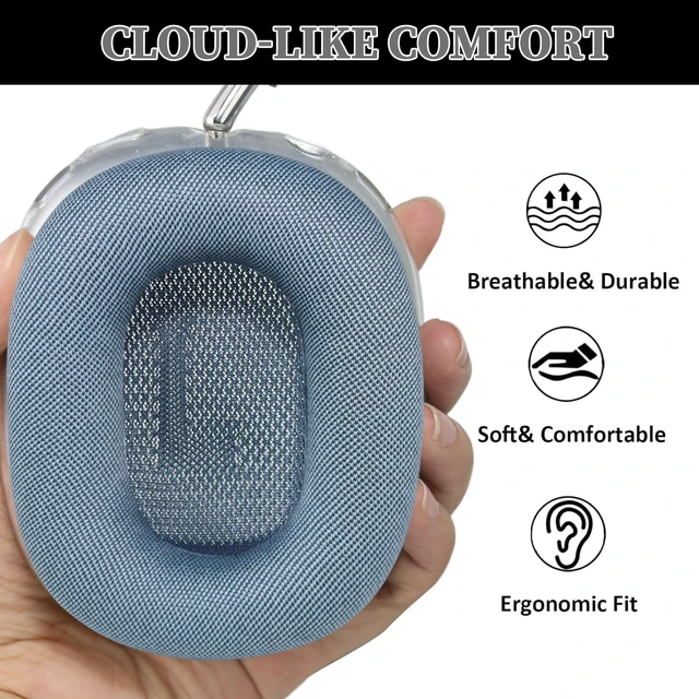 Alt view image 4 of 7 - AirPods Max Ear Cushions, Replacement Earpads for AirPods Max (2024) Headphones, Mesh Fabric Ear Pads with Memory Foam and Magnet for AirPods Max (Blue)