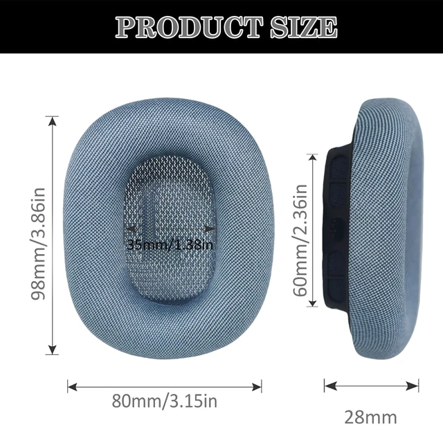 Alt view image 6 of 7 - AirPods Max Ear Cushions, Replacement Earpads for AirPods Max (2024) Headphones, Mesh Fabric Ear Pads with Memory Foam and Magnet for AirPods Max (Blue)
