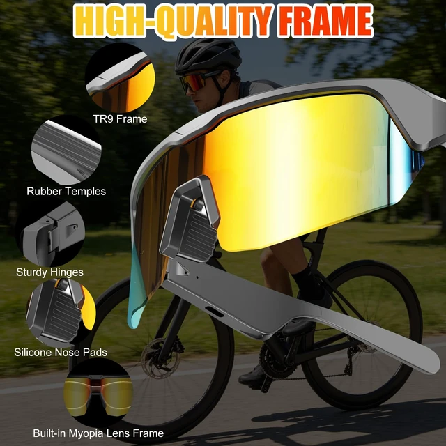 Alt view image 6 of 7 - Waterproof Bluetooth Glasses for Men Women UV400 Smart Sports Eyewear Noise Reduction, Built-in Mic, Voice Assistant, Polarized Lenses, UV Protection,Waterproof for Running Hiking Fishing Driving