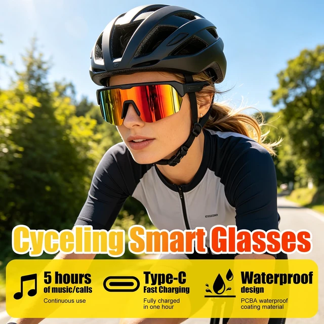 Alt view image 5 of 7 - Waterproof Bluetooth Glasses for Men Women UV400 Smart Sports Eyewear Noise Reduction, Built-in Mic, Voice Assistant, Polarized Lenses, UV Protection,Waterproof for Running Hiking Fishing Driving