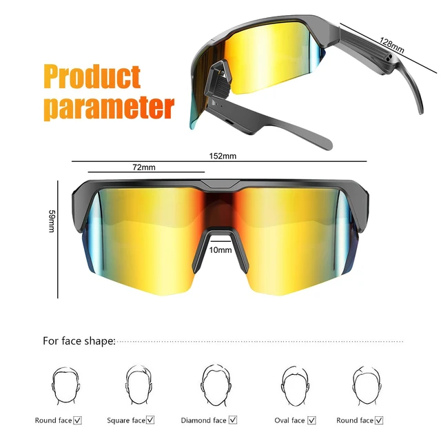Alt view image 7 of 7 - Waterproof Bluetooth Glasses for Men Women UV400 Smart Sports Eyewear Noise Reduction, Built-in Mic, Voice Assistant, Polarized Lenses, UV Protection,Waterproof for Running Hiking Fishing Driving