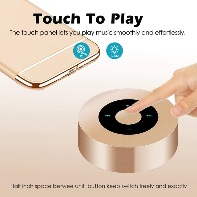Alt view image 3 of 6 - Smart LED Touch Play Bluetooth Speaker Portable Wireless Speakers with HD Sound / 12-Hour Playtime/Bluetooth 5.0 / Micro SD Support, for iPhone/ipad/Samsung/Tablet/Laptop/Notebook (Gold)
