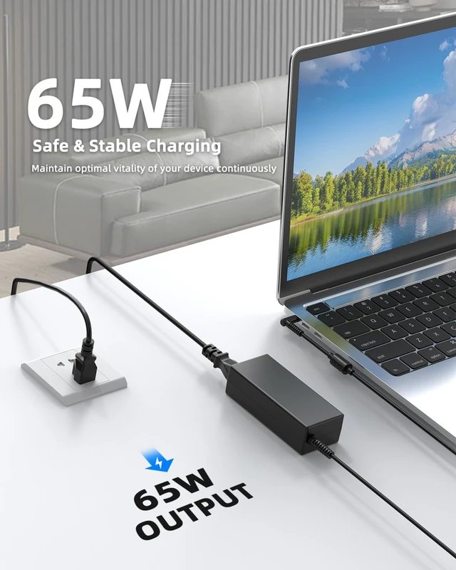 Alt view image 2 of 7 - 65W 45W Laptop Charger Compatible with HP is 13252Pavilion Spectre Envy X360 11 13 15 Chromrbook 11 14 x360 Zbook Elitebook Stream 11 13 14 710412-001 741727-001 719309-001 709985-002 AC Power Cord