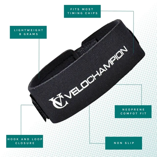 Alt view image 2 of 6 - Neoprene Triathlon Ankle Timing Chip Strap, One Size Fits All Adjustable, Lightweight Elastic Race Timing Chip Holder for Swimming, Cycling, Running, Triathlon & Marathon