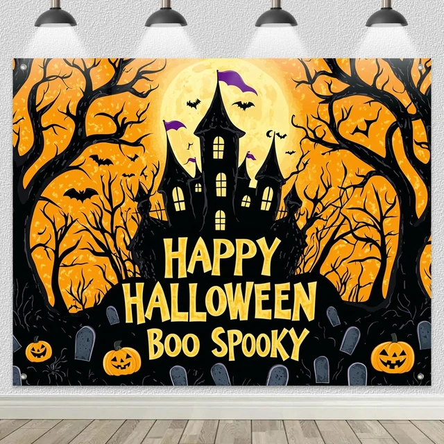 Main image of Halloween Backdrop Spooky Graveyard Scene 8x6ft Halloween Party Backdrop with Graveyard for Indoor Outdoor Photo Booth and Wall Decoration