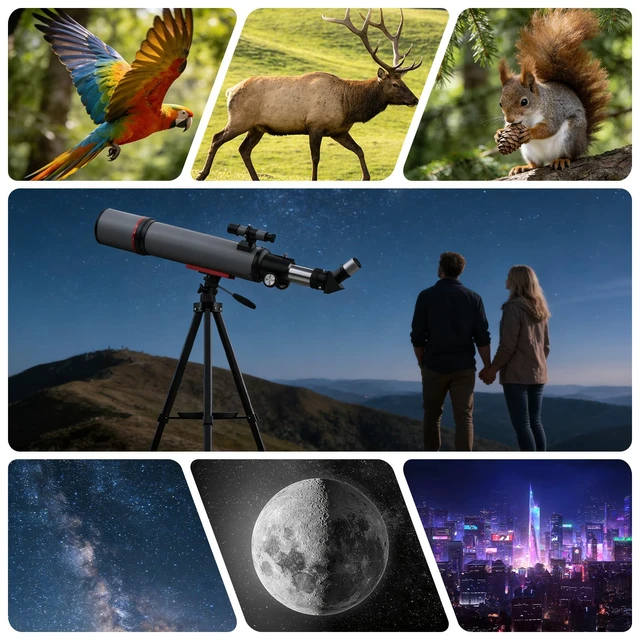 Alt view image 7 of 7 - 90mm Telescopes for Adults Astronomy, 30X-180X High Powered Telescopes,Gray 600mm Refracting Telescope for Moon, FMC Optics, Kids & Beginners Gifts with Phone Adapter, Adjustable Tripod, Carry Bag