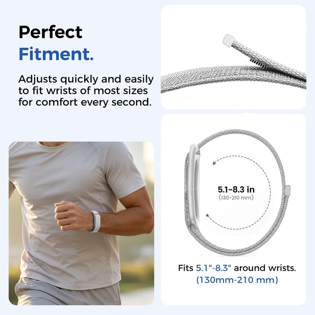 Alt view image 3 of 7 - Breathable Nylon Bands Compatible with Google Fitbit Air Band Adjustable Woven Replacement Strap for Women Men Workout-Friendly Daily Wear, Sweatproof Wristband for Fitbit Air Accessories