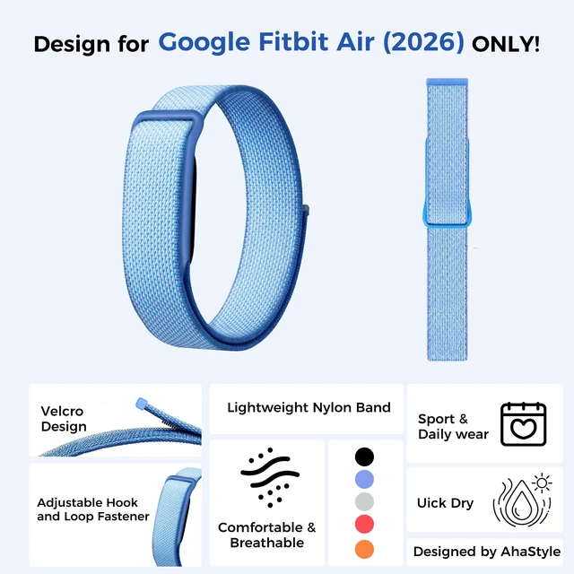 Alt view image 2 of 7 - Breathable Nylon Bands Compatible with Google Fitbit Air Band Adjustable Woven Replacement Strap for Women Men Workout-Friendly Daily Wear, Sweatproof Wristband for Fitbit Air Accessories
