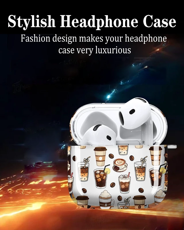 Alt view image 5 of 6 - Compatible with AirPods 4th Generation Case 2024, Shockproof Cover with Golden Buckle for Women & Girls, Protective Anti-Drop Design(Coffee Cup)