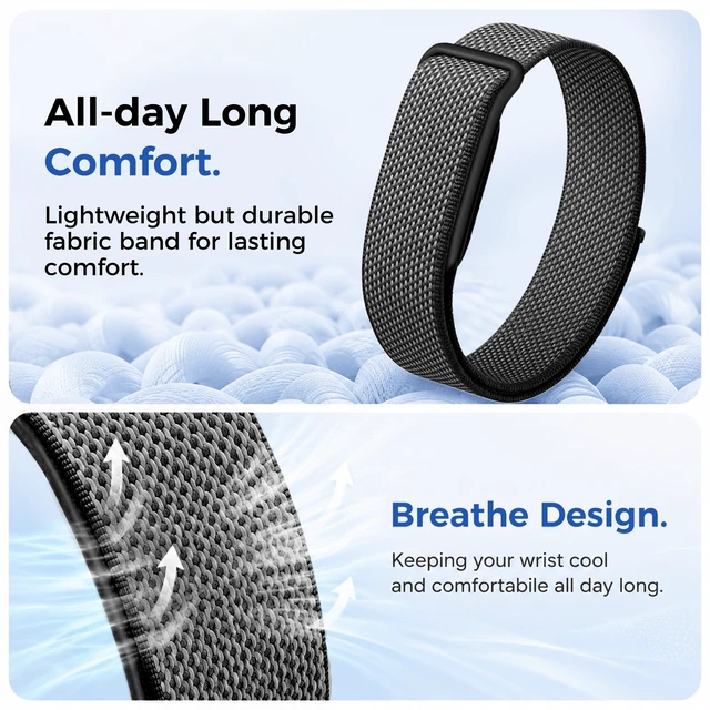 Alt view image 5 of 7 - Breathable Nylon Bands Compatible with Google Fitbit Air Band Adjustable Woven Replacement Strap for Women Men Workout-Friendly Daily Wear, Sweatproof Wristband for Fitbit Air Accessories