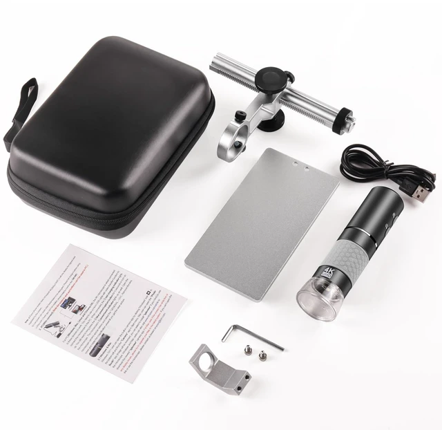 Alt view image 7 of 7 - 4K Microscope with Metal Pro Stand, Digital Microscope Camera 3840x2160 Resolution, 50X-1000X Magnification USB Microscope, Compatible with iPhone Android Tablets Mac Chrome Linux Windows