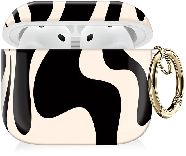 Main image of Compatible with AirPods 4th Generation Case 2024, Shockproof Cover with Golden Buckle for Women & Girls, Protective Anti-Drop Design(Beige Artistic Pattern)