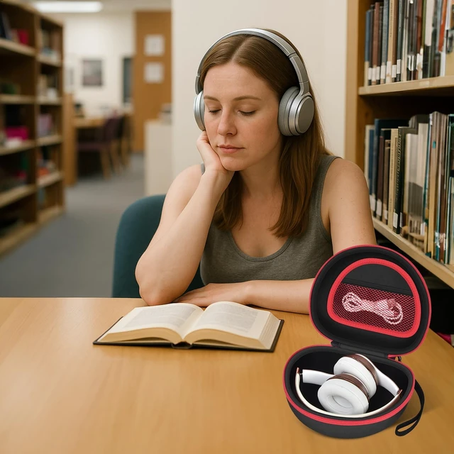Alt view image 7 of 7 - Headphone Case for Picun B8 P26/ for Beats Solo 4, Studio Pro, Solo3, Studio3 On-Ear Headphones More Foldable Bluetooth Wireless Headset (Extra Large) - Black