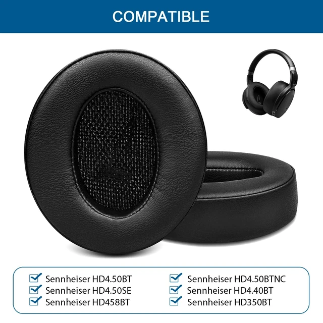 Alt view image 2 of 7 - Earpads for Sennheiser HD4.50BT/ HD4.50BTNC/ HD4.50SE, Leather Black Also for HD450BT/ HD450/ HD4.40BT Headphones, Ear Pads Replacement for Sennheiser HD4.30G/ HD4.20S/ HD458BT/ HD400S/ HD350BT