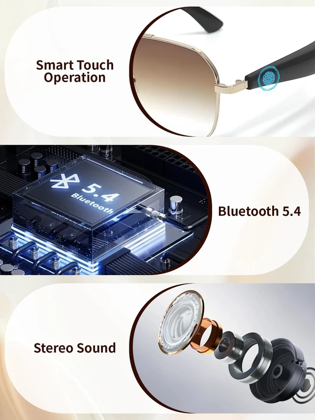 Alt view image 7 of 7 - Bluetooth Sunglasses for Men, AI Smart Glasses with Open-Ear Speakers for Music & Calls, Blue Light Blocking UV400 Lenses Lightweight Translation Glasses for Driving, Travel & Work