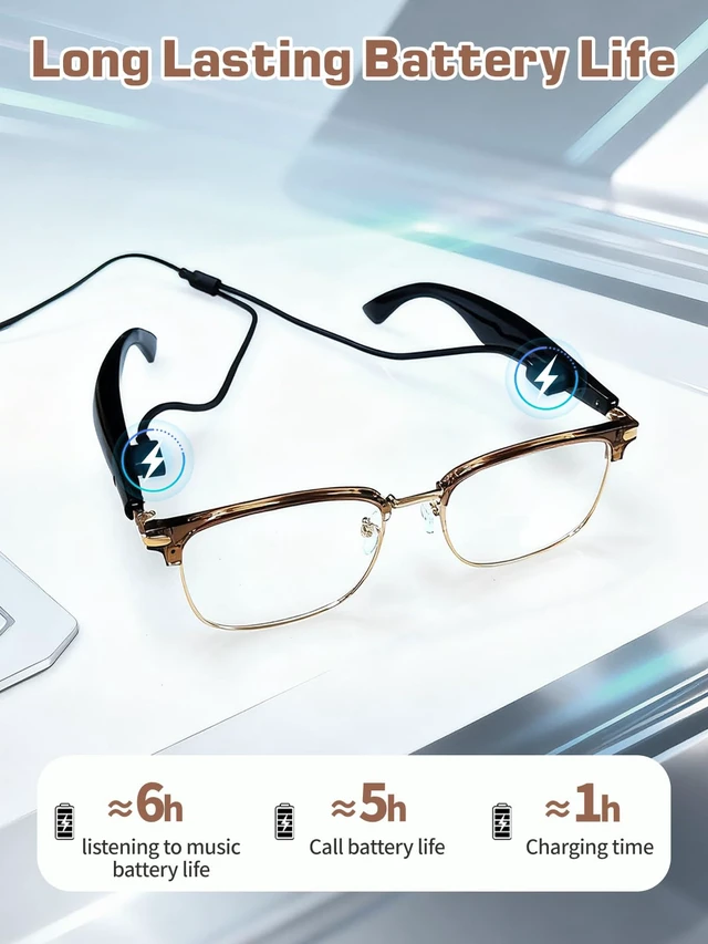 Alt view image 7 of 7 - Bluetooth Glasses for Women & Men, AI Smart Glasses with Translation Open-Ear Speaker Blue Light Blocking Lenses Audio with Bluetooth Speakers for Driving, Travel, Work
