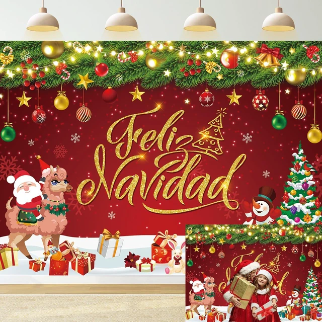 Main image of Feliz Navidad Banner Backdrop Feliz Navidad Christmas Decorations 8x6FT Feliz Navidad Sign for Winter Holiday Party Decorations Supplies Photo Props