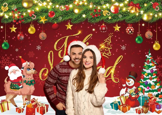 Alt view image 4 of 7 - Feliz Navidad Banner Backdrop Feliz Navidad Christmas Decorations 8x6FT Feliz Navidad Sign for Winter Holiday Party Decorations Supplies Photo Props