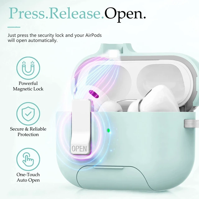 Alt view image 4 of 7 - for AirPods Pro 3 Case Magnetic & Safty Lock Phone Stand Green Compatible with Air Pods Pro 3rd Generation Hard Shell for Women Girls with Cute Bling Girly Flower Keychain Charm Strap