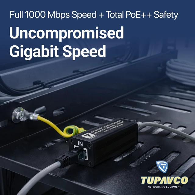 Alt view image 5 of 7 - Ethernet Surge Protector PoE++ Gigabit TP202 For Gigabit & PoE++ use, with up to 1000 Mbps speeds