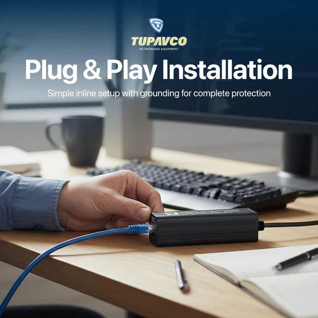 Alt view image 6 of 7 - Ethernet Surge Protector PoE++ Gigabit TP202 For Gigabit & PoE++ use, with up to 1000 Mbps speeds