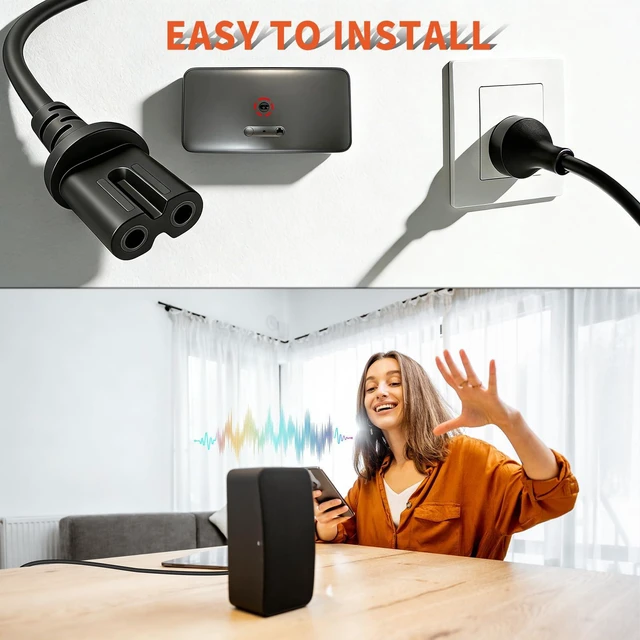 Alt view image 6 of 7 - for Sonos Power Cord 8.2-Foot Extension Cord Black Compatible with Sonos Five, Sonos Play 5, Beam, Ray, Sonos Arc, Arc Ultra, Amp, Playbase, Sub Gen 3 and Sub Mini