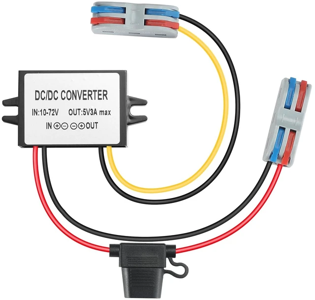 Main image of 3A 15W DC-DC 10-72V to 5V Step Down Converter Transformer with Fuse 15W 12V 24V 36V 48V 60V to 5V Buck Converter Voltage Reducer Regulator Waterproof Transformer Golf Cart Truck RV Accessories