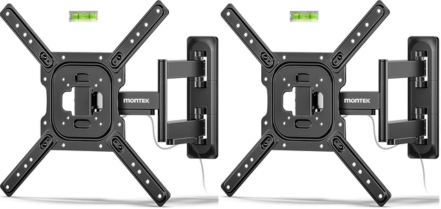 Main image of Full Motion TV Wall Mount for 2365 Inch Flat & Curved TVs and Monitors, Swivel & Tilt Articulating Bracket, Max VESA 400x400mm, Holds up to 77 lbs, Perfect Center Design (Pack of 2)
