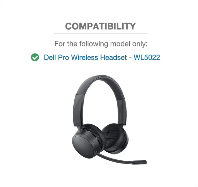 Alt view image 2 of 6 - Replacement Ear Pads Compatible with Dell Pro Wireless Headset - WL5022, Premium Protein Leather Earpads Cushion with Memory Foam