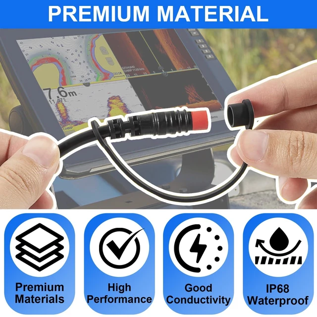 Alt view image 4 of 7 - 4-Pin Power/Data Cable 010-12199-04 Fit for Garmin Striker Echo, Striker Plus, Striker Vivid, Striker 4, Fishfinder, Echomap, 6ft Power Cable with NMEA 0183 Inputs/Outputs