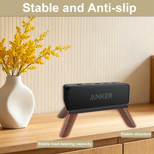 Alt view image 4 of 7 - Speaker Stand Compatible with Anker Soundcore 1/2/3 and Marshall Emberton/Emberton II/Emberton III Portable Speaker-Walnut